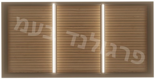 פרגולות אלומיניום יוקרתית : הייטק פרימיום ROYAL CROWN תלויה המשלבת כתר היקפי U 120*50 , הצללה במראה פסים והגנה בפני גשם