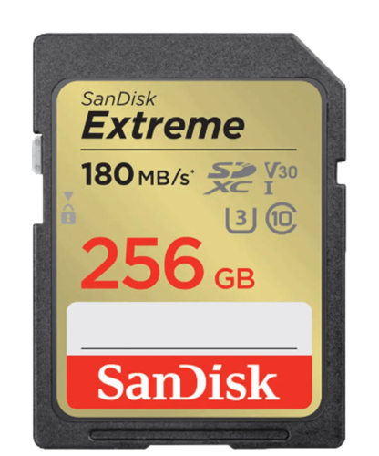 כרטיס זיכרון בנפח 256GB SD 4K 180S EXTREME  מבית SANDISK