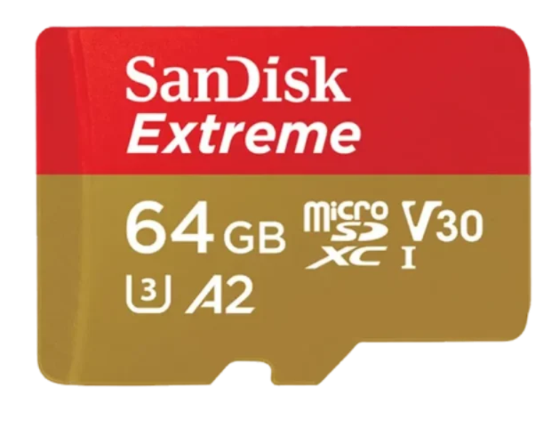 כרטיס זיכרון SanDisk Extreme Extreme 64GB Micro SD SDSQXAH-064G-GN6GN 64GB Micro SD סנדיסק