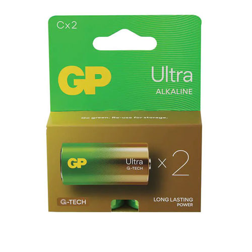 זוג סוללות אולטרה אלקליין סוג GP Ultra Alkaine 1.5V LR14 C 