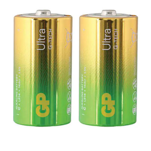 זוג סוללות אולטרה אלקליין סוג GP Ultra Alkaine 1.5V LR14 C 
