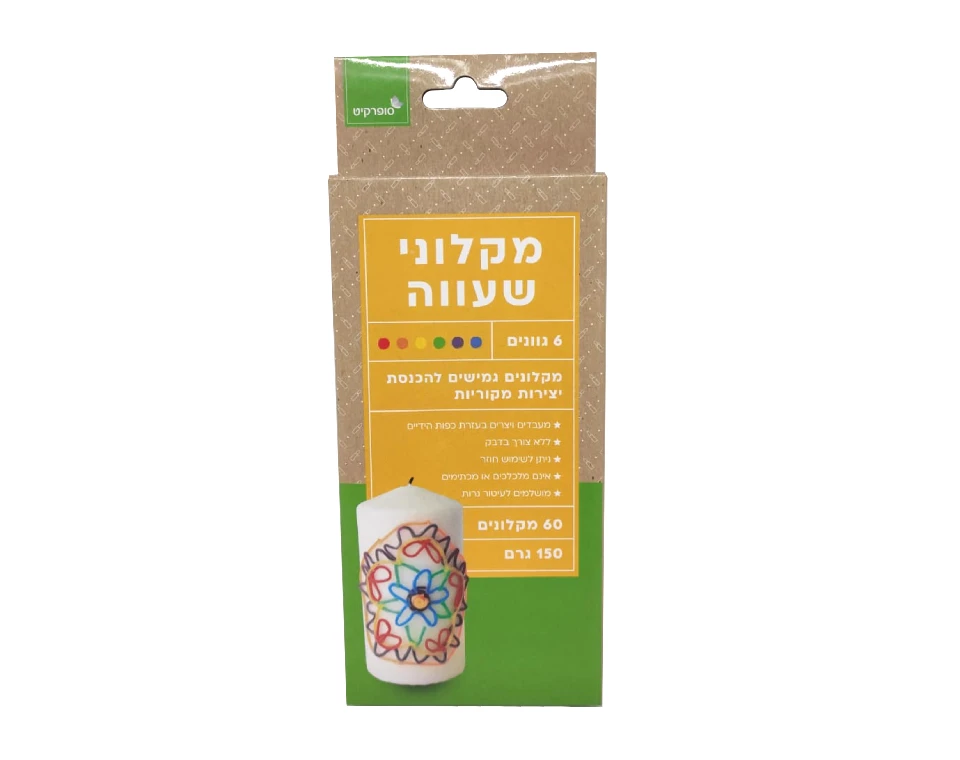 מקלוני שעווה צבעוניים - 60 יח