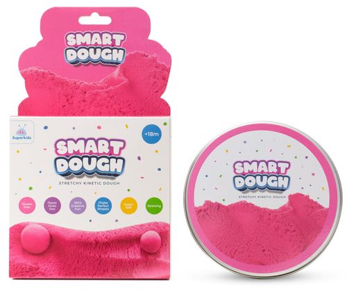 בצק קינטי: מארז 80 ג' של הבצק החכם בעולם בקופסת מתכת רב פעמית - ורוד