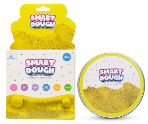 בצק קינטי: מארז 80 ג' של הבצק החכם בעולם בקופסת מתכת רב פעמית - צהוב