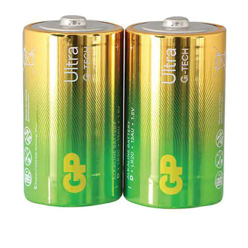 זוג סוללות אולטרה אלקליין סוג GP Ultra Alkaine 1.5V LR20 D
