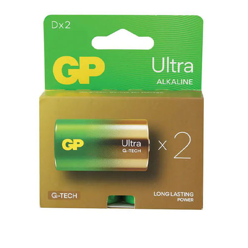 זוג סוללות אולטרה אלקליין סוג GP Ultra Alkaine 1.5V LR20 D
