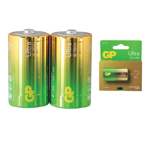 זוג סוללות אולטרה אלקליין סוג GP Ultra Alkaine 1.5V LR20 D