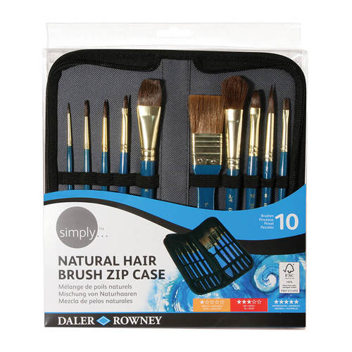 סט 10 מכחולים שיער טבעי לצבעי מים מבית DALER ROWNEY