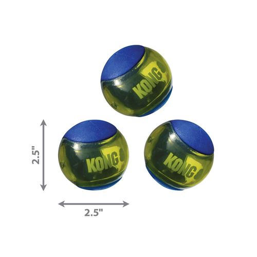 קונג 3 כדורי אקשן לחיץ Kong Squeezz Action Ball Blue M