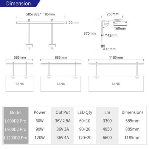 וויק אקווה תאורת לד עם רפלקטור L1200D PRO