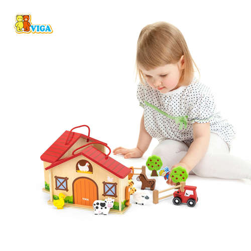 בית חווה דו קומתי מעץ עם שלל אביזרים וחיות - ויגה