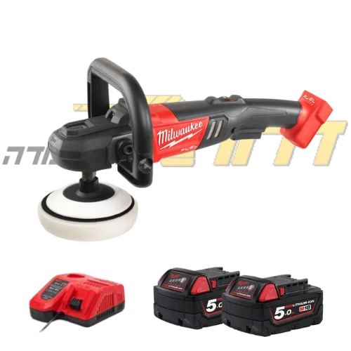 פולישר נטען M18FAP180 + זוג סוללות 5 אמפר + מטען Milwaukee 