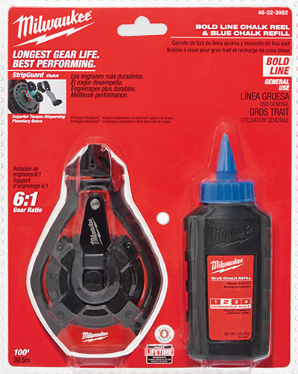 ערכת צוק ליין עם אבקה קו עבה 100' עם גיר כחול milwaukee 48-22-3982 מילווקי