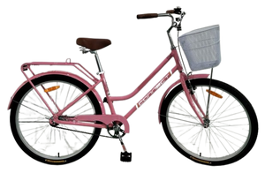 אופני עיר סיטי בייק "26 עם שלדת אלומיניום קלה, רגלית לנוער ומבוגרים - ורוד