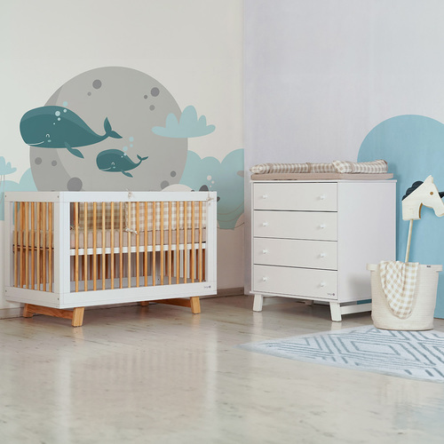 מיטת תינוק דייניז מולי לבן/עץ – Dainy’s Moly™ Baby Bed White/Wood 120×60 cm