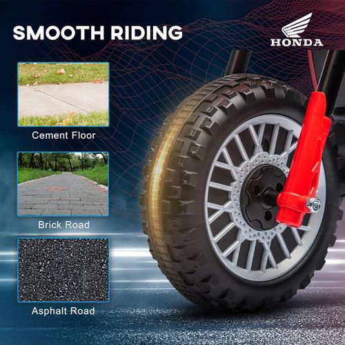בימבה אופנוע ממונעת דמוי הונדה Honda CRF-450R 6V עם גלגלי עזר, מונע התהפכות ואפקטים קוליים - אדום