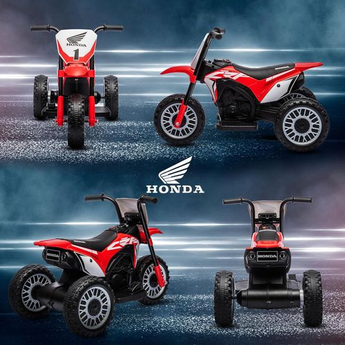 בימבה אופנוע ממונעת דמוי הונדה Honda CRF-450R 6V עם גלגלי עזר, מונע התהפכות ואפקטים קוליים - אדום