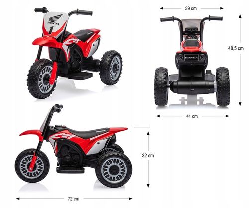 בימבה אופנוע ממונעת דמוי הונדה Honda CRF-450R 6V עם גלגלי עזר, מונע התהפכות ואפקטים קוליים - אדום