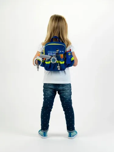 תיק גב לפעוט שוטר/ת 6 אביזרים עם פנס מאיר ואקדח משפריץ מים