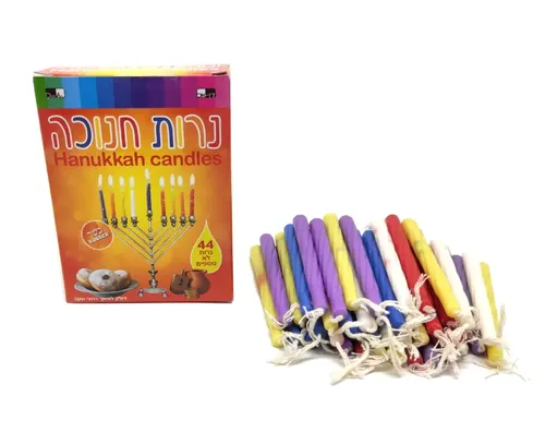 נרות חנוכה צבעוניים - 44 יח'