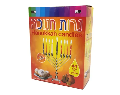 נרות חנוכה צבעוניים - 44 יח'