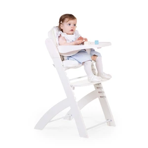 כסא אוכל לתינוק מעץ CHILDHOME (כולל מגש) לבן