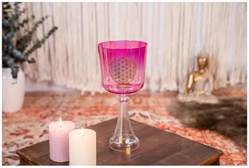 גביע קריסטל 6″ Flower of Life צליל פה (F4) – צ’קרת לב