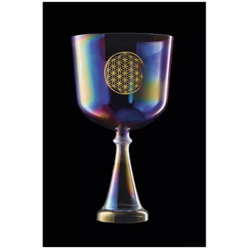 גביע קריסטל 8″ Flower of Life צליל פה (F3) – צ’קרת לב