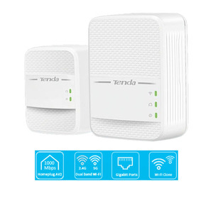 מתאם רשת על חשמל עם מהירויות Tenda PH10 AV1000 AC Wi-Fi Powerline Extender Kit 1000Mbps תנדה