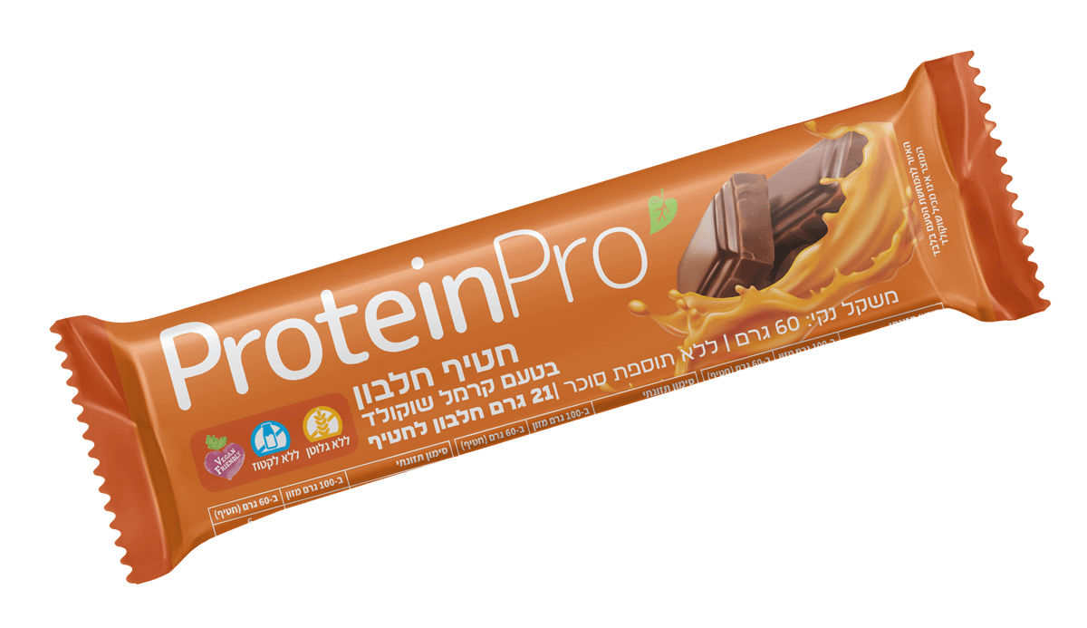 חטיף חלבון בטעם קרמל שוקולד ProteinPro