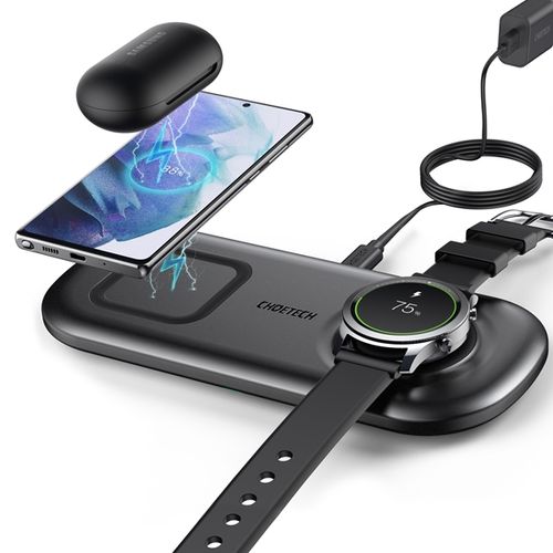 משטח טעינה אלחוטי CHOETECH לטעינה מקבילה לסמארטפון ולשעון