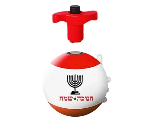 סביבון כדור חנוכייה עם אורות - אדום