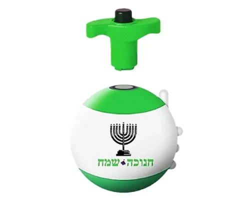 סביבון כדור חנוכייה עם אורות - ירוק