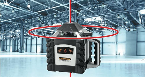 לייזר אוטומטי מסתובב קרן אדומה Quadrum 410S כולל חצובה 2.6 מטר כולל סרגל מדידה 
