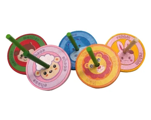 סביבון חיות עגול מעץ 5.5/5 ס