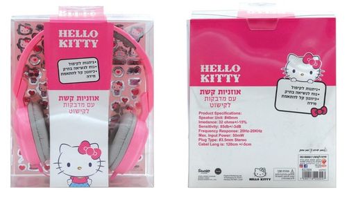 אוזניות קשת ניתנות לקיפול הלו קיטי + מדבקות לקישוט