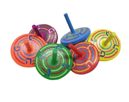 סביבון עץ עגול צבעוני 3.7 ס