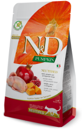 נטורל אנד דלישס N&D לחתול/ה מסורס/מעוקרת - שליו,דלעת ורימון ללא דגנים - 1.5 ק