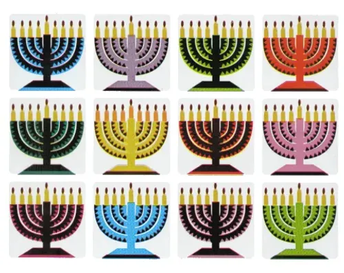 מדבקות חנוכייה מרובעות - דגם 1208