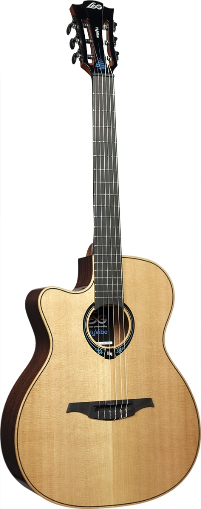 גיטרה קלאסית שמאלית מוגברת Lag HyVibe 15 TNLHV15ACE Smart Guitar