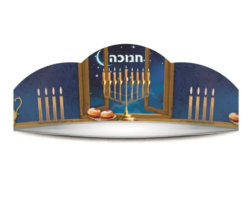 כתרים צבעוניים לחנוכה דגם CRO16 חלון כחול - 20 יח'
