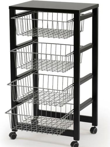 אגרן שחור 4 סלסלות GINGERONE Kitchen trolley