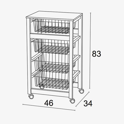 אגרן שחור 4 סלסלות GINGERONE Kitchen trolley