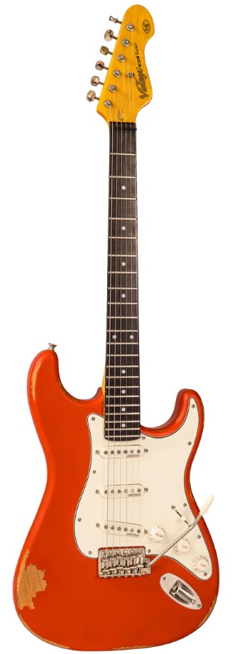 גיטרה חשמלית Vintage V6 Icon Distressed Firenza Red