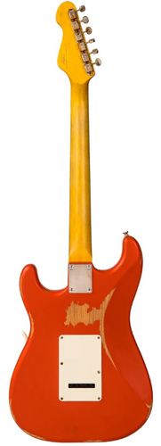 זוית נוספת Vintage V6 ICON Electric Guitar ~ Distressed Firenza Red