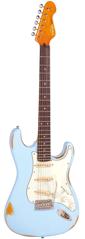 גיטרה חשמלית Vintage V6 Icon Distressed Laguna Blue