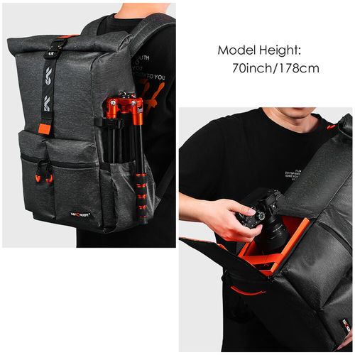 תיק גב לצילום לשימוש רב תכליתי - K&F Concept Camera Photography Backpack for SLR/DSLR Camera, Lens w/ Rain Cover KF13.096V1