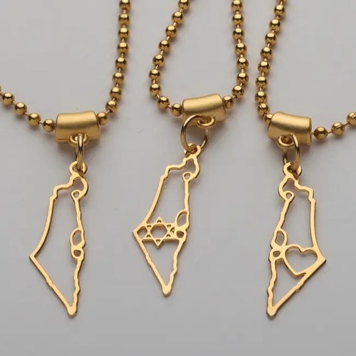 שרשרת מפת ארץ ישראל - ציפוי זהב