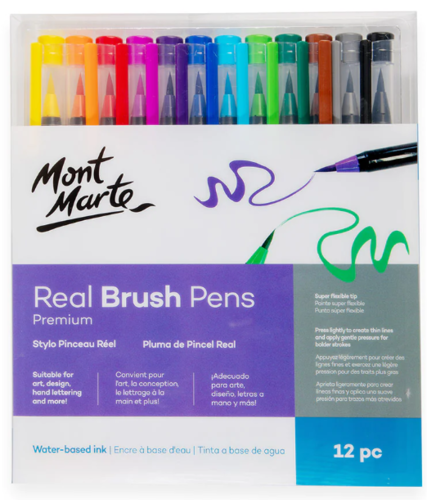 סט 12 טושי מכחול Brush Pens מבית MONT MARTE
