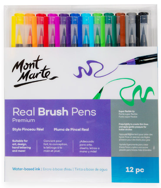 סט 12 טושי מכחול Brush Pens מבית MONT MARTE